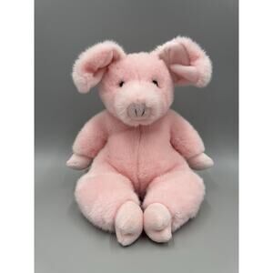 Vintage A&A Plush Pink PIG 12” Sitting Stuffed Animal RARE